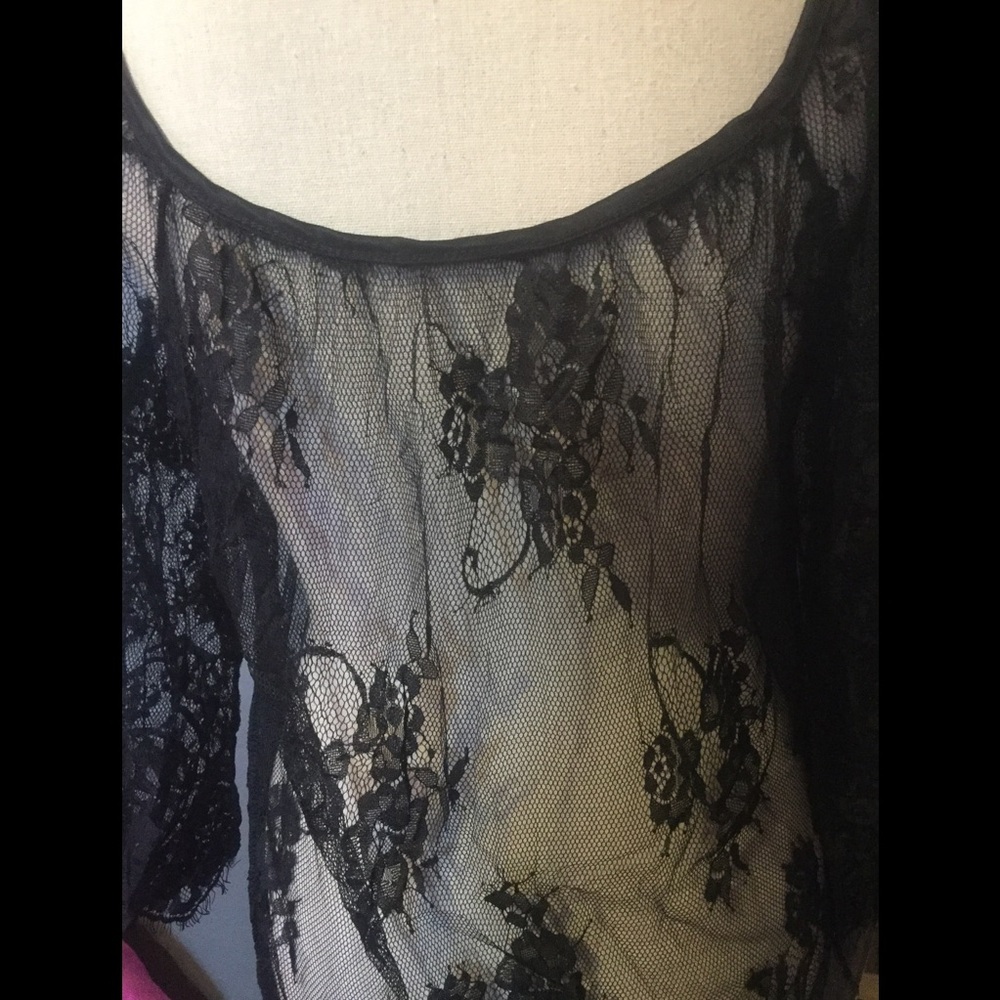 LAST 1❤️BLACK COLD SHOULDER LACE BEACH COVER UP - Picture 7 of 8